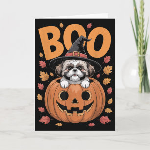 Shih Tzu Costume On Pumpkin Halloween Shih Tzu  Card