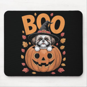 Shih Tzu Costume On Pumpkin Halloween Shih Tzu Mouse Pad