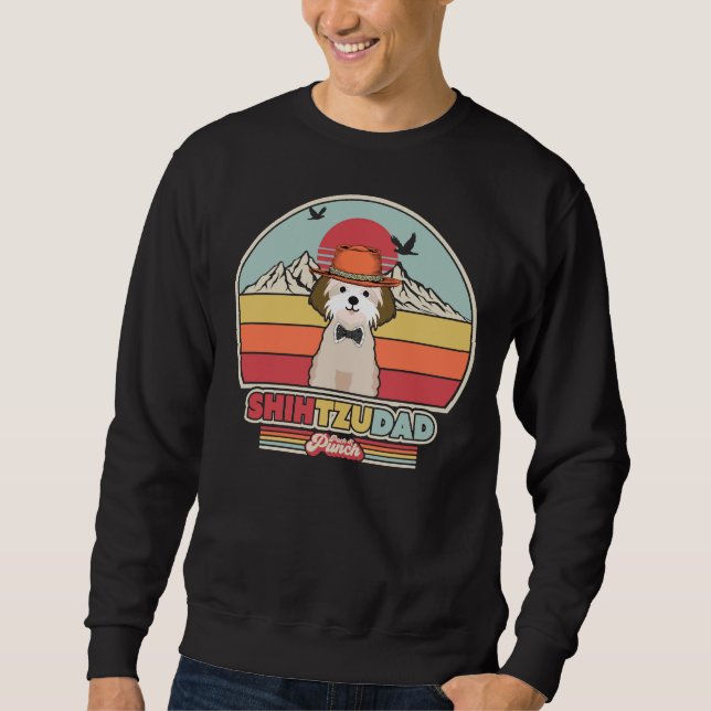 Shih Tzu Dad Graphic Retro Style Sweatshirt (Front)