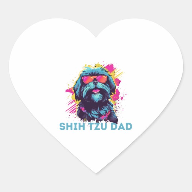 Shih Tzu Dad   Heart Sticker (Front)