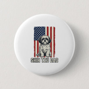 Shih Tzu Dad Patriotic Flag Vintage Dog Shirt_1 6 Cm Round Badge