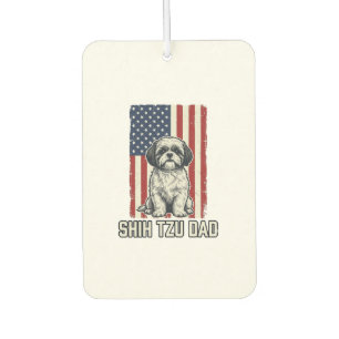 Shih Tzu Dad Patriotic Flag Vintage Dog Shirt_1 Car Air Freshener