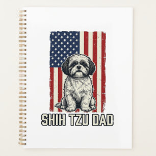 Shih Tzu Dad Patriotic Flag Vintage Dog Shirt_1 Planner