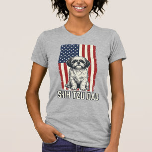 Shih Tzu Dad Patriotic Flag Vintage Dog Shirt_1 T-Shirt