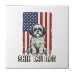 Shih Tzu Dad Patriotic Flag Vintage Dog Shirt_1 Tile<br><div class="desc">Shih Tzu Dad Patriotic Flag Vintage Dog Shirt_1</div>