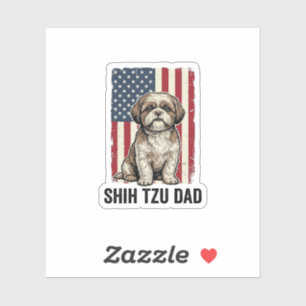 Shih Tzu Dad Patriotic Vintage Dog Shirt Design_1