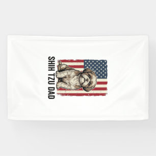 Shih Tzu Dad Patriotic Vintage Dog Shirt Design_1 Banner