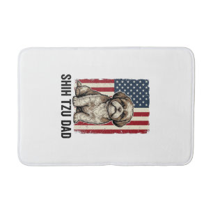 Shih Tzu Dad Patriotic Vintage Dog Shirt Design_1 Bath Mat