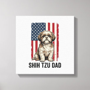 Shih Tzu Dad Patriotic Vintage Dog Shirt Design_1 Canvas Print