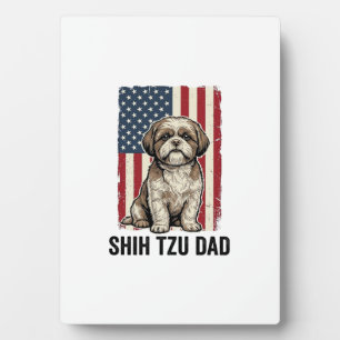 Shih Tzu Dad Patriotic Vintage Dog Shirt Design_1 Plaque