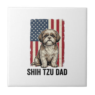Shih Tzu Dad Patriotic Vintage Dog Shirt Design_1 Tile
