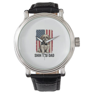 Shih Tzu Dad Patriotic Vintage Dog Shirt Design_1 Watch