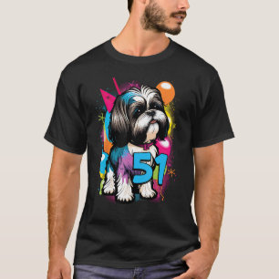 Shih Tzu Dog 51st Birthday Themed Party 51 Year Ol T-Shirt