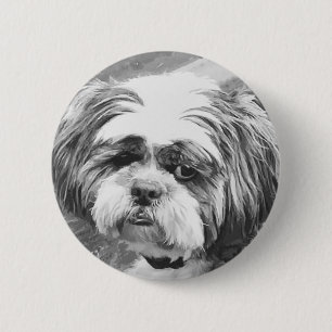 SHIH TZU DOG  6 CM ROUND BADGE