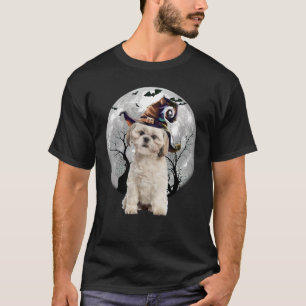 Shih Tzu Dog And Moon Halloween Costume Dog T-Shirt