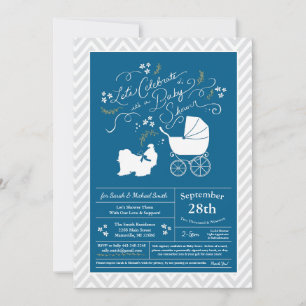 Shih Tzu Dog Baby Shower Blue Boy Invitation