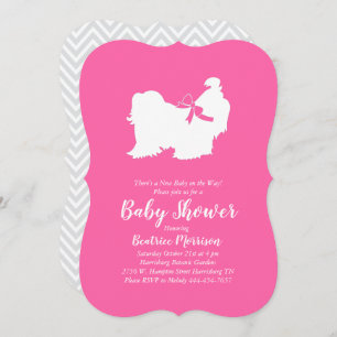 Shih Tzu Dog Baby Shower Pink Girl Invitation