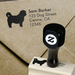 Shih Tzu Dog Breed Silhouette Return Address Rubber Stamp