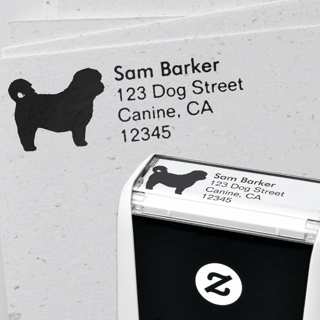 Shih Tzu Dog Breed Silhouette Return Address Self-inking Stamp (Creator Uploaded)