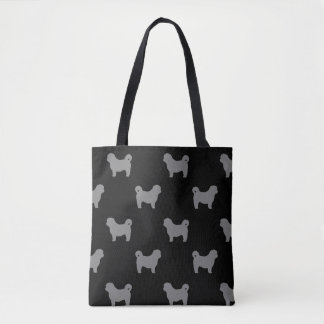Shih Tzu Dog Breed Silhouettes Patterned Tote Bag