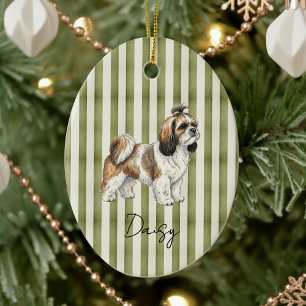Shih Tzu Dog Christmas Ceramic Tree Decoration