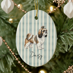 Shih Tzu Dog Christmas Ceramic Tree Decoration