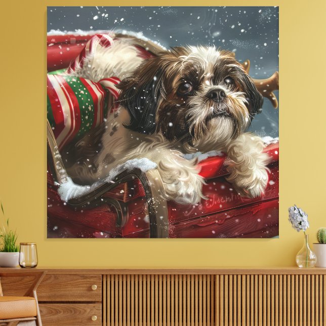 Shih Tzu Dog Christmas Festive Canvas Print (Insitu(LivingRoom))