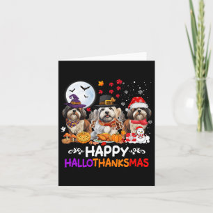 Shih Tzu Dog Christmas Happy Hallothankmas Thanksg Card