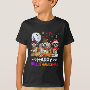 Shih Tzu Dog Christmas Happy Hallothankmas Thanksg T-Shirt