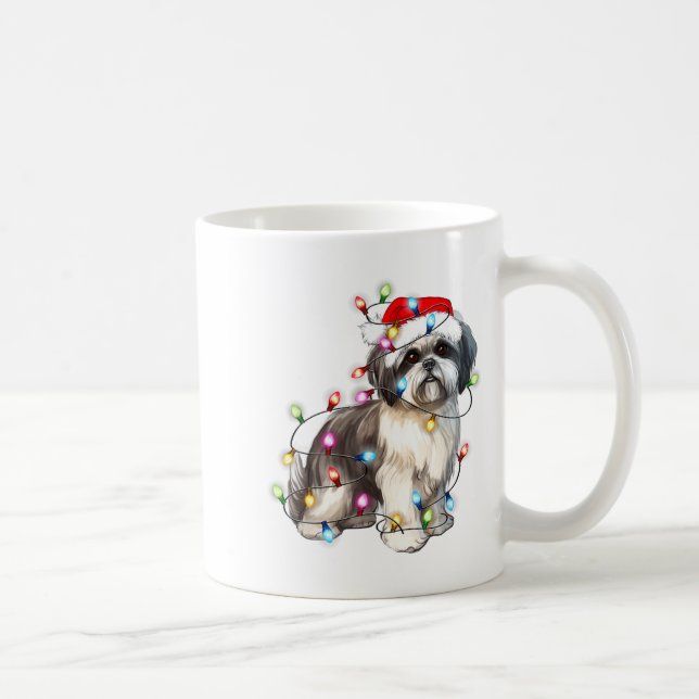 Shih Tzu Dog Christmas Lights Xmas Cute  Coffee Mug (Right)