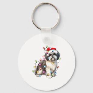 Shih Tzu Dog Christmas Lights Xmas Cute Key Ring