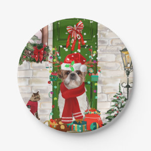 Shih Tzu Dog Christmas Paper Plate