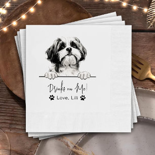Shih Tzu Dog Custom Personalised Drinks On Me Napkin