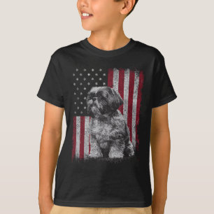 Shih Tzu Dog Dad 4th Of July Patriotic Usa Indepen T-Shirt