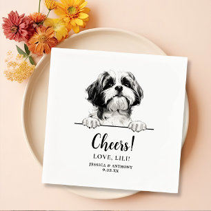 Shih Tzu Dog Drawing Personalised Cheers Napkin