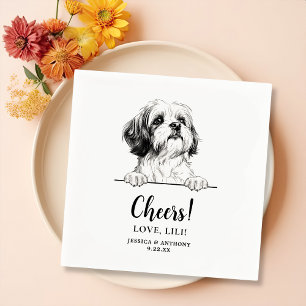 Shih Tzu Dog Drawing Personalised Cheers Napkin