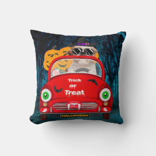 Shih Tzu Dog Driving Car Scary Halloween Cushion