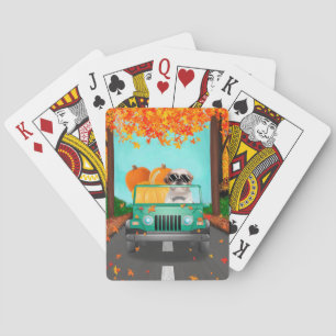 Shih Tzu Dog Fall Pumpkin Playing Cards