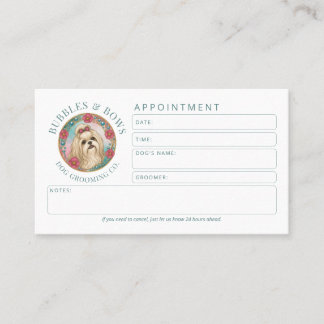 Shih Tzu Dog Grooming Appointment Card