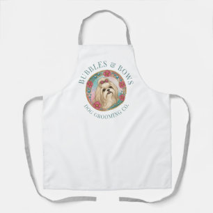 Shih Tzu Dog Grooming Apron   Deluxe White