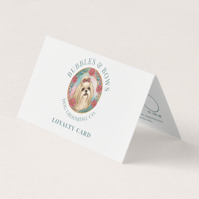  Shih Tzu Dog Grooming Folded Loyalty Card (Front)