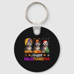 Shih Tzu Dog Halloween Christmas Hallothanksmas 1  Key Ring