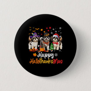Shih Tzu Dog Halloween Christmas Happy Hallothanks 6 Cm Round Badge