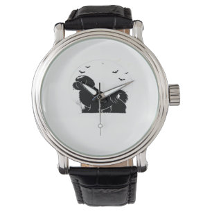 Shih Tzu Dog – Halloween Moon Silhouette Classic T Watch