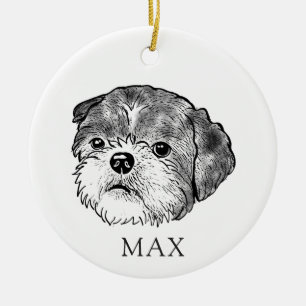 Shih Tzu Dog Hand Drawing Personalized Ceramic Tree Decoration