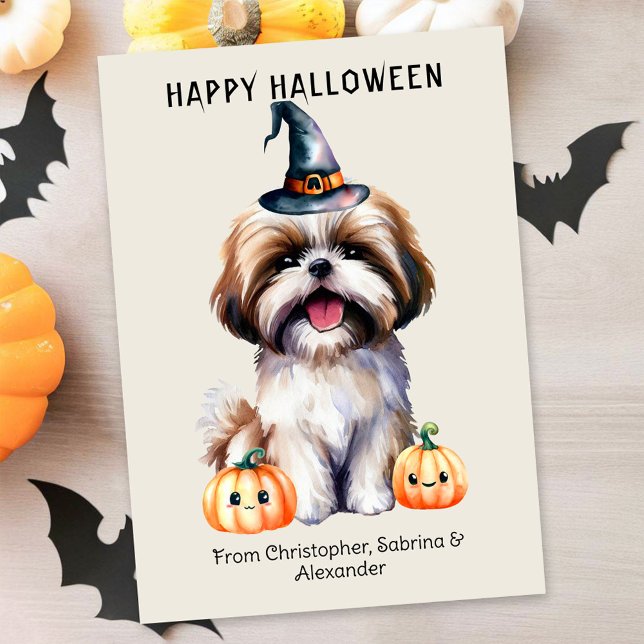 Shih Tzu Dog Happy Halloween Holiday Card (Creator Uploaded)