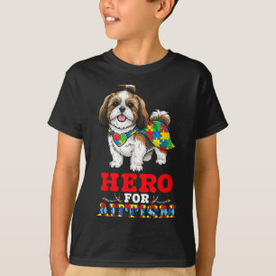 Shih Tzu Dog Hero For Autism Awareness Accept Supp T-Shirt