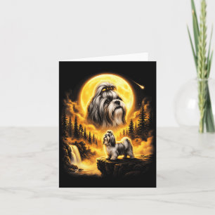 Shih Tzu Dog Howling to The Moon Vintage 90s Retro Card