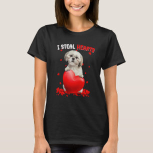 Shih Tzu Dog I Steal Hearts Cute Valentine Day Wom T-Shirt