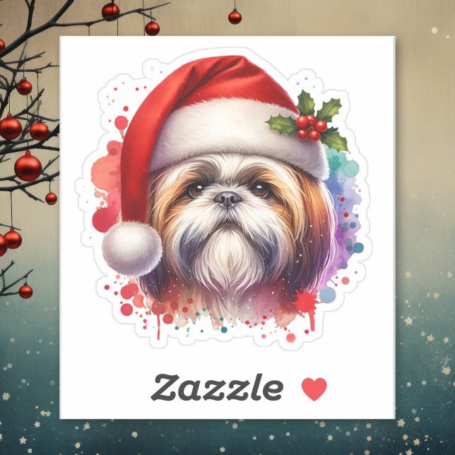 Shih Tzu Dog in Santa Hat Christmas (Creator Uploaded)